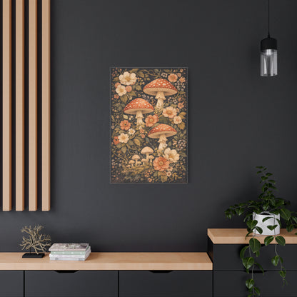 Floral Mushroom Collage Tapestry Aesthetic Wall Art & Canvas Print