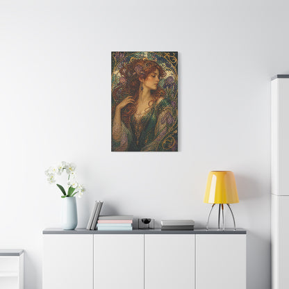 Art Nouveau Woman Ornamental Portrait Wall Art & Canvas Print