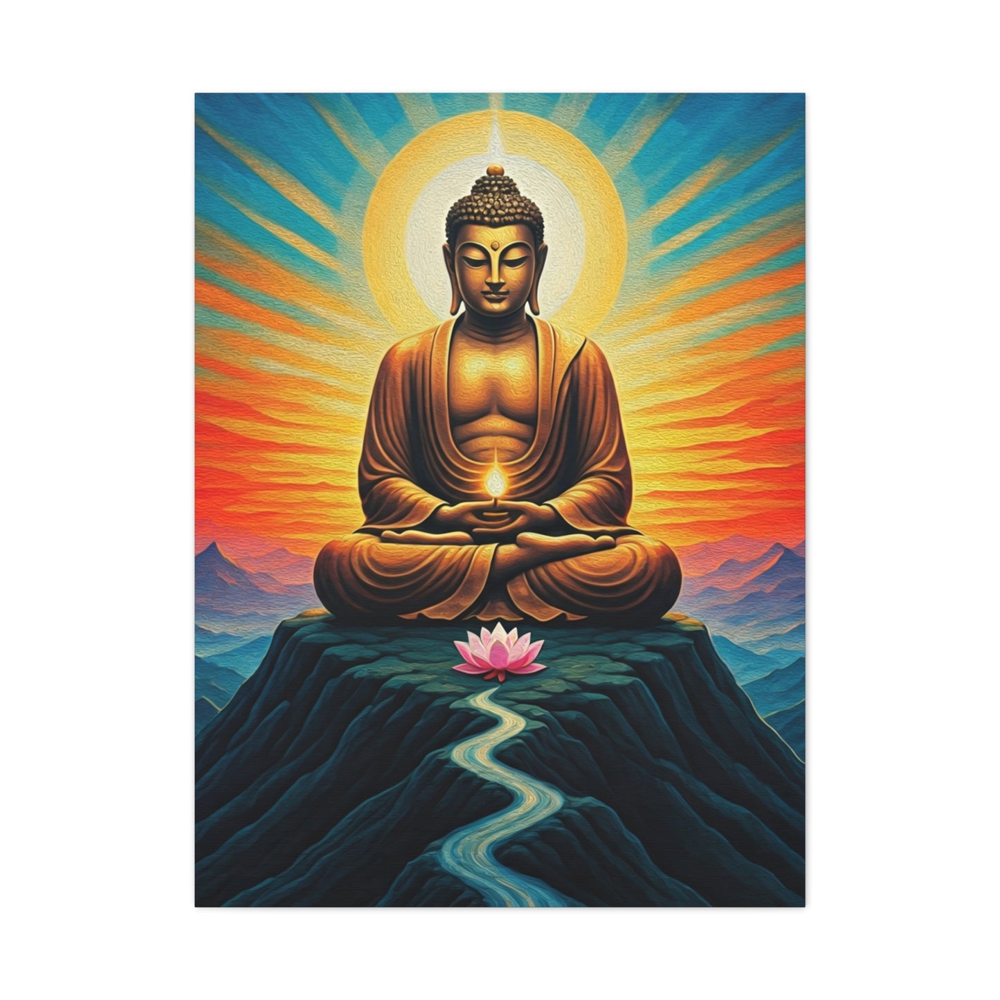 Meditative Buddha with Lotus Path