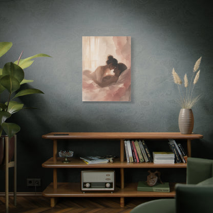Soft Watercolor Lovers Sunrise Embrace Wall Art & Canvas Print