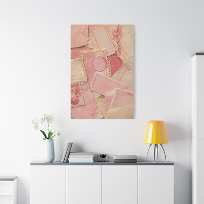 Vintage Pink Paper Collage Wall Art & Canvas Print