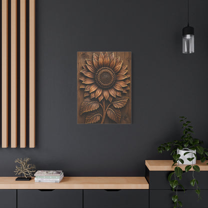 Carved Wooden Sunflower Relief Wall Art & Canvas Print