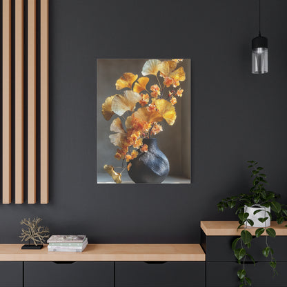 Gold Ginkgo Floral Vase Wall Art & Canvas Print