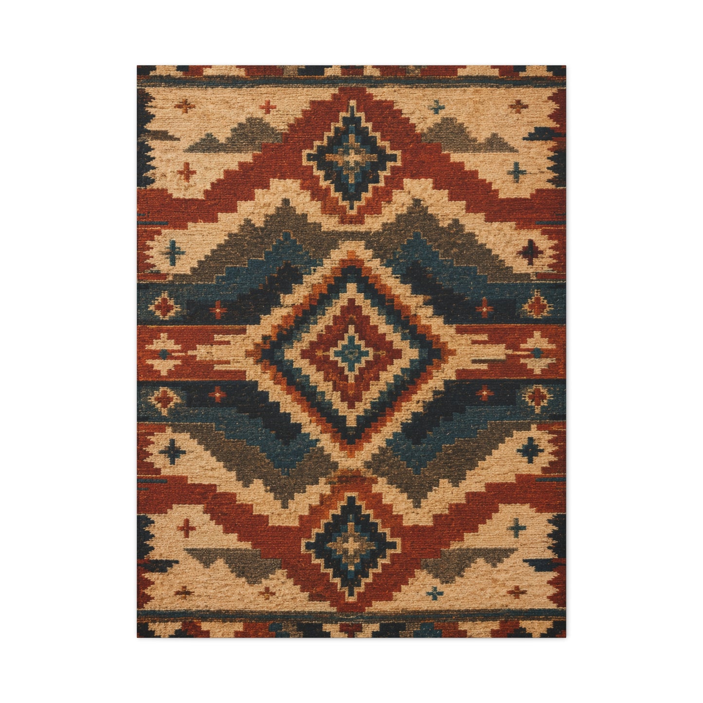 Navajo Inspired Geometric Textile Southwest Wall Art & Canvas Print