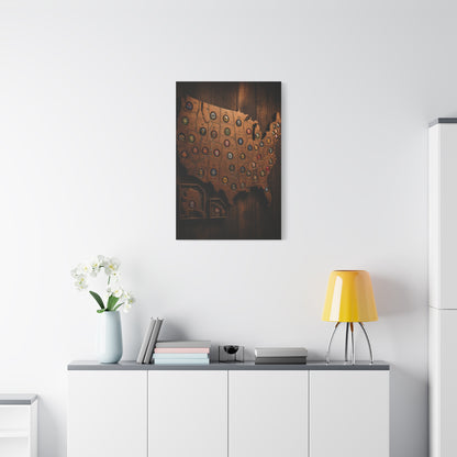 Wooden Beer Cap USA Map Wall Art & Canvas Print