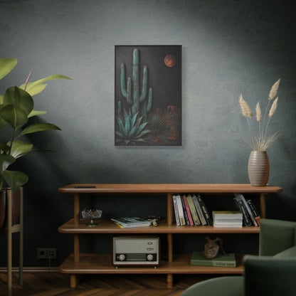 Turquoise Patina Desert Cactus Wall Art & Canvas Print