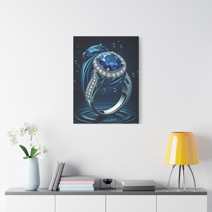 Blue Sapphire Ring in Deep Water Wall Art & Canvas Prints