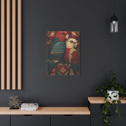 Fraktur Lovebirds Folk Ornament Wall Art & Canvas Print