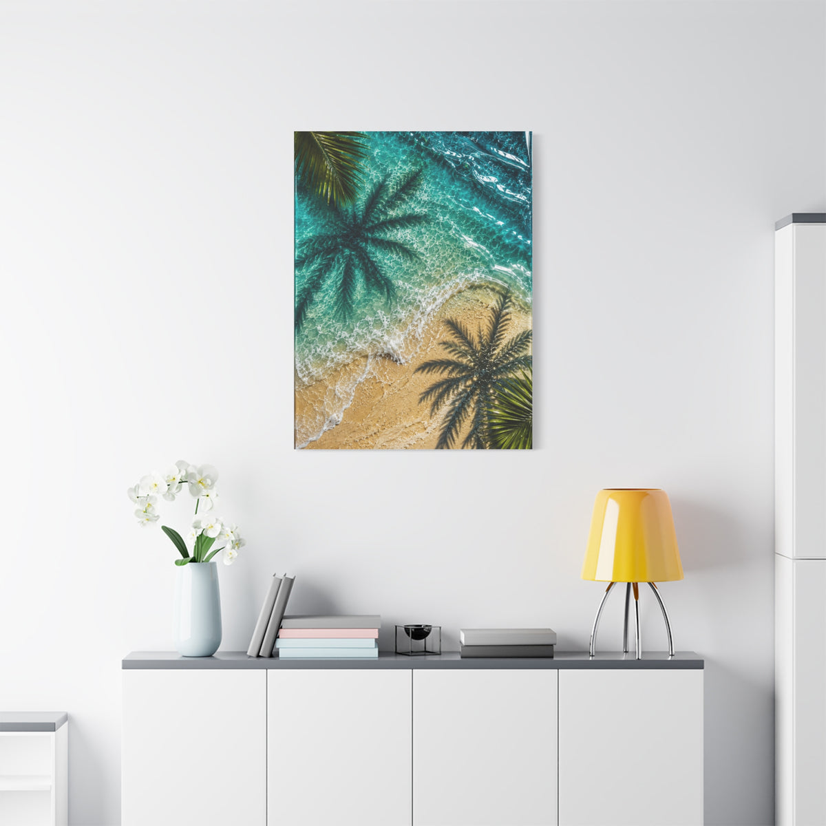 Aerial Coastal Palm Shadows Tropical Wall Art & Canvas Print