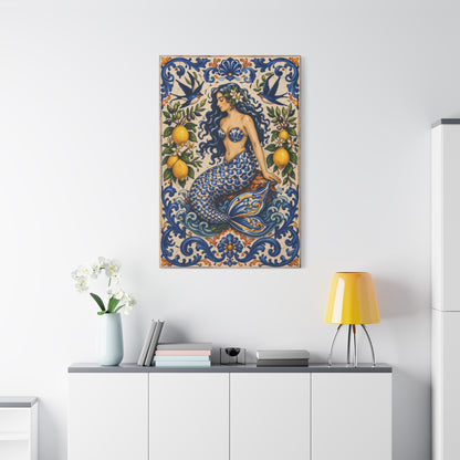 Sicilian Majolica Mermaid Tile Wall Art & Canvas Print