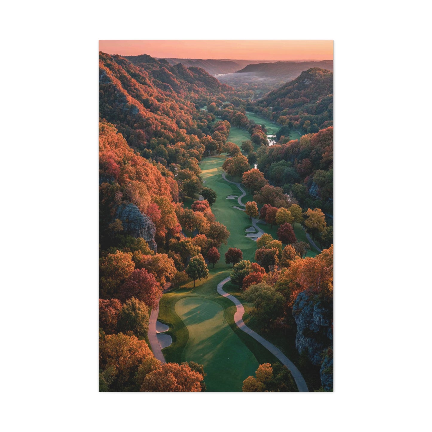 Autumn Valley Golf Course Aerial Wall Art & Canvas Print
