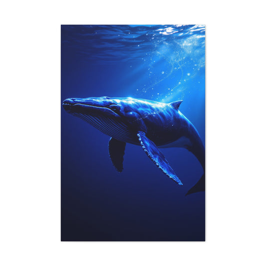 Majestic Blue Whale in Deep Ocean Light Wall Art & Canvas Prints