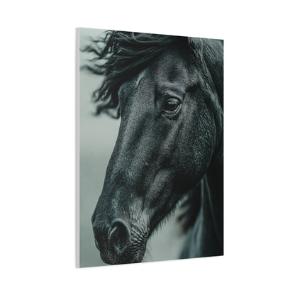 Black Stallion Close Portrait Wall Art & Canvas Print
