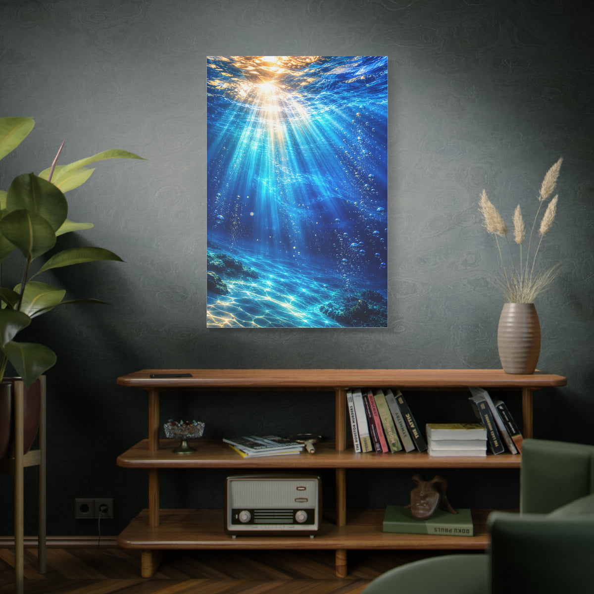 Sunlit Underwater Light Rays Ocean Scene Wall Art & Canvas Print