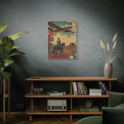 Mid-Century Western Aviation Collage Wall Art & Canvas Print