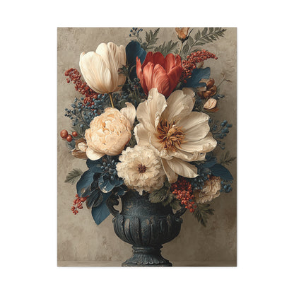 Scandinavian Folk Floral Urn Wall Art & Canvas Print