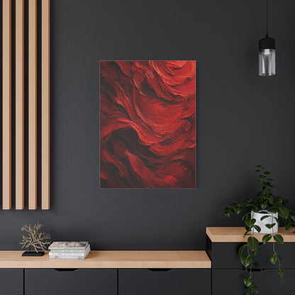Crimson Wave Impasto Texture Wall Art & Canvas Print