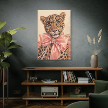 Coquette Leopard Pink Bow Portrait Wall Art & Canvas Print