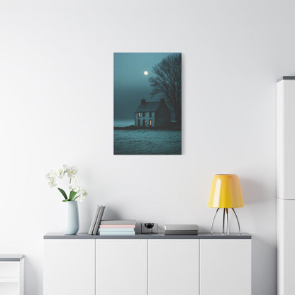 Gothic Farmhouse Moonlight Scene Wall Art & Canvas Print