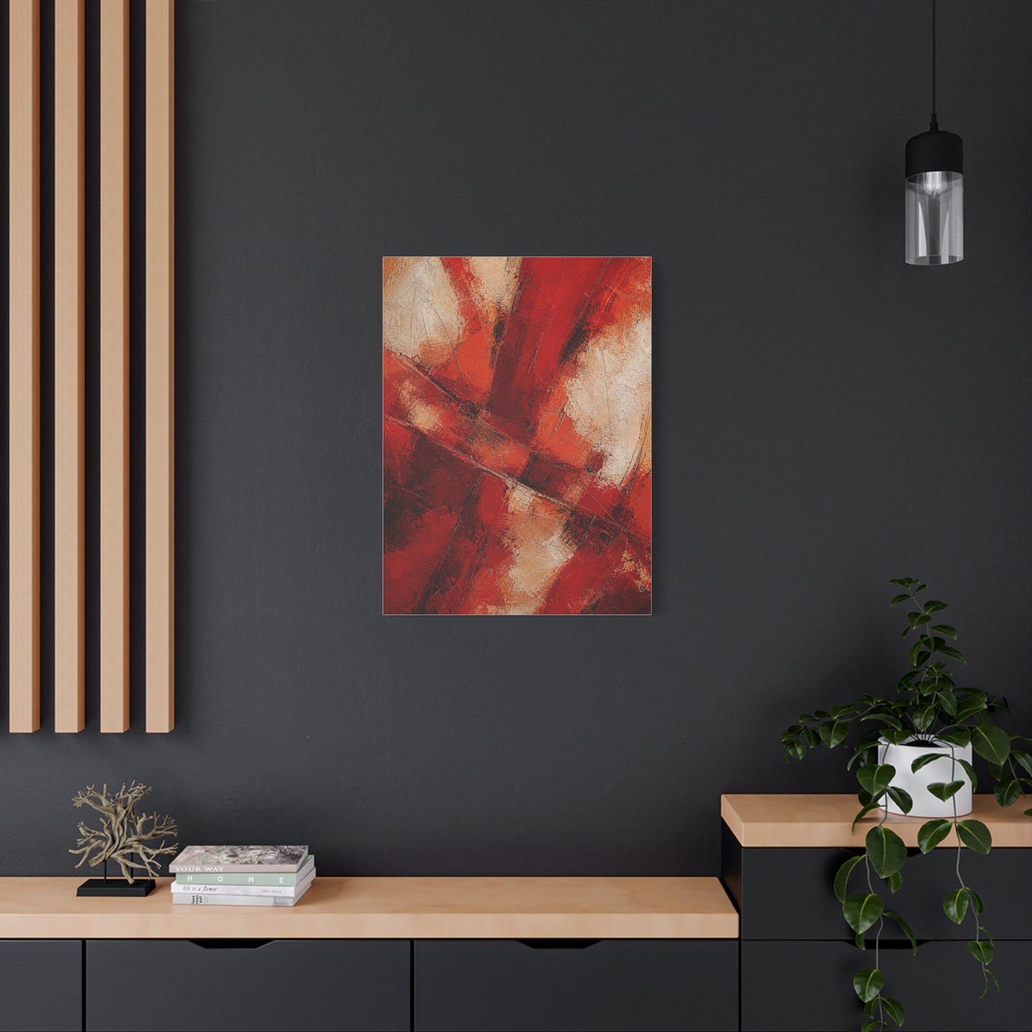 Textured Red Cross Pattern Abstraction Wall Art & Canvas Print