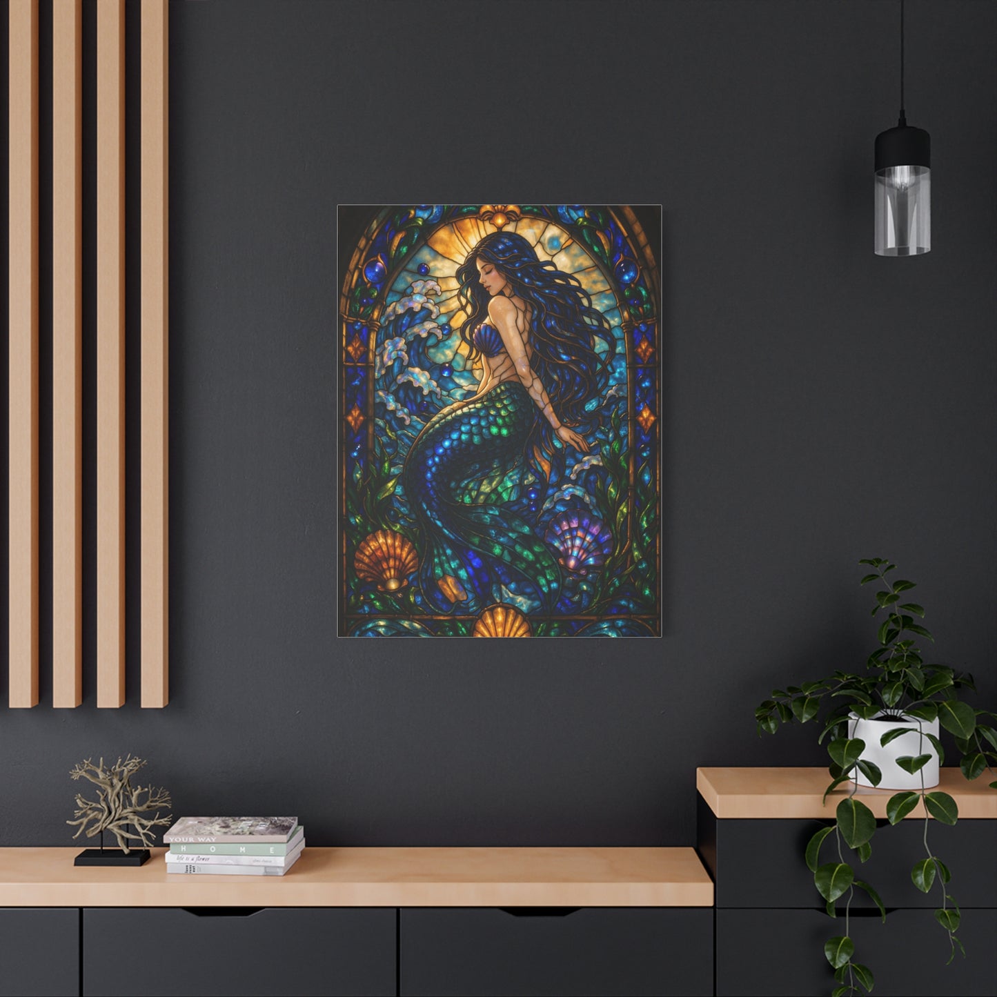 Stained Glass Ocean Siren Wall Art & Canvas Print