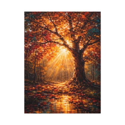 Radiant Autumn Sunburst Tree Wall Art & Canvas Print
