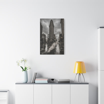 Flatiron Building Rainy Noir Wall Art & Canvas Print