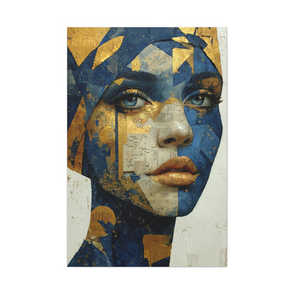 Geometric Gold Mask Portrait Wall Art & Canvas Print