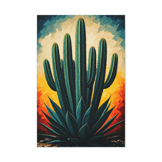 Sunburst Desert Saguaro Illustration Wall Art & Canvas Prints