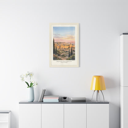 Jerusalem Sunset Watercolor Landscape Wall Art & Canvas Print