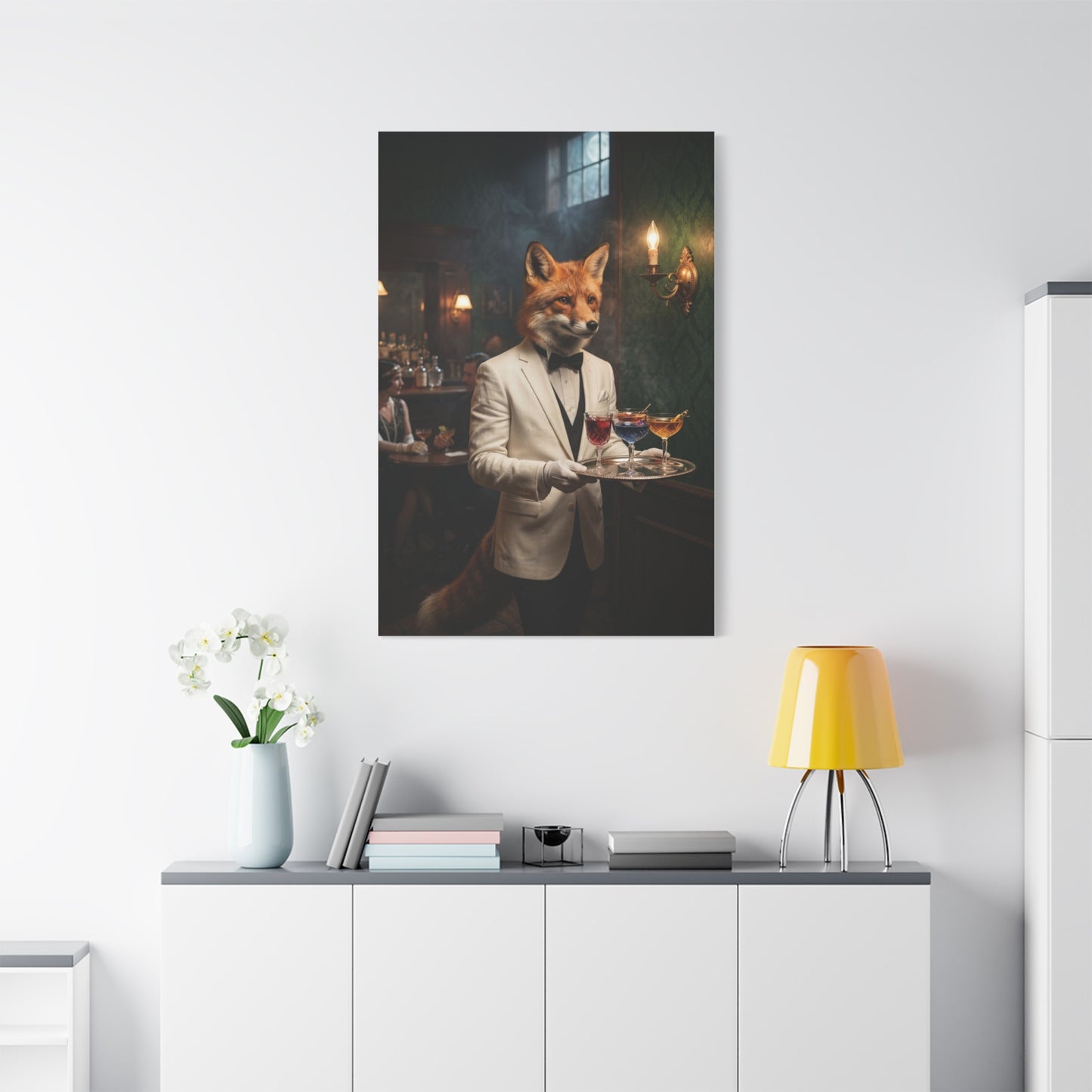 Fox Butler Cocktail Service Portrait Wall Art & Canvas Print