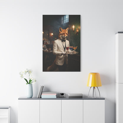 Fox Butler Cocktail Service Portrait Wall Art & Canvas Print