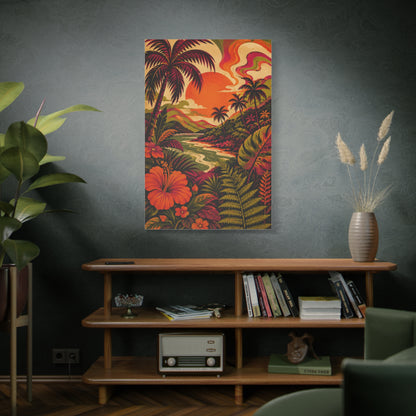 Vintage Tropical Valley Sunset Landscape Wall Art & Canvas Print