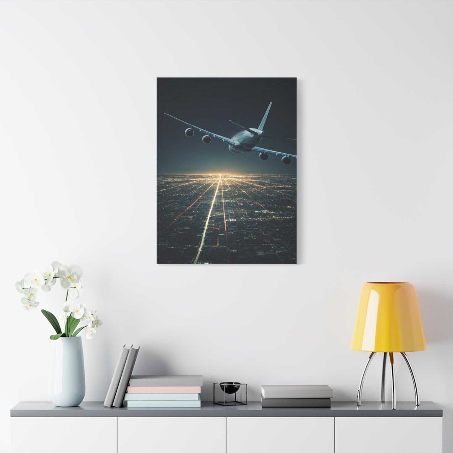 Night Runway Takeoff Journey Wall Art & Canvas Prints