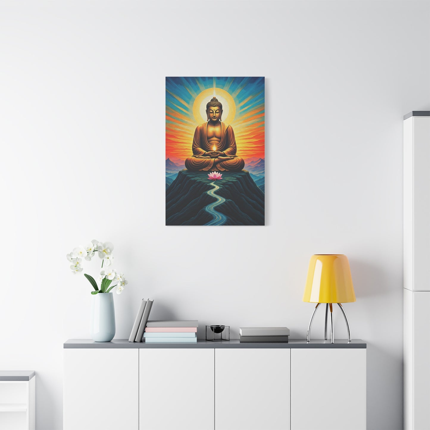 Meditative Buddha with Lotus Path