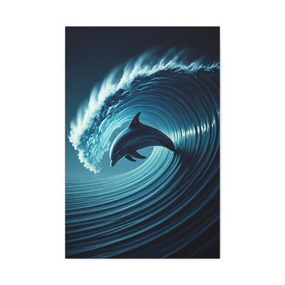 Dolphin Within Ocean Wave Motion Wall Art & Canvas Prints
