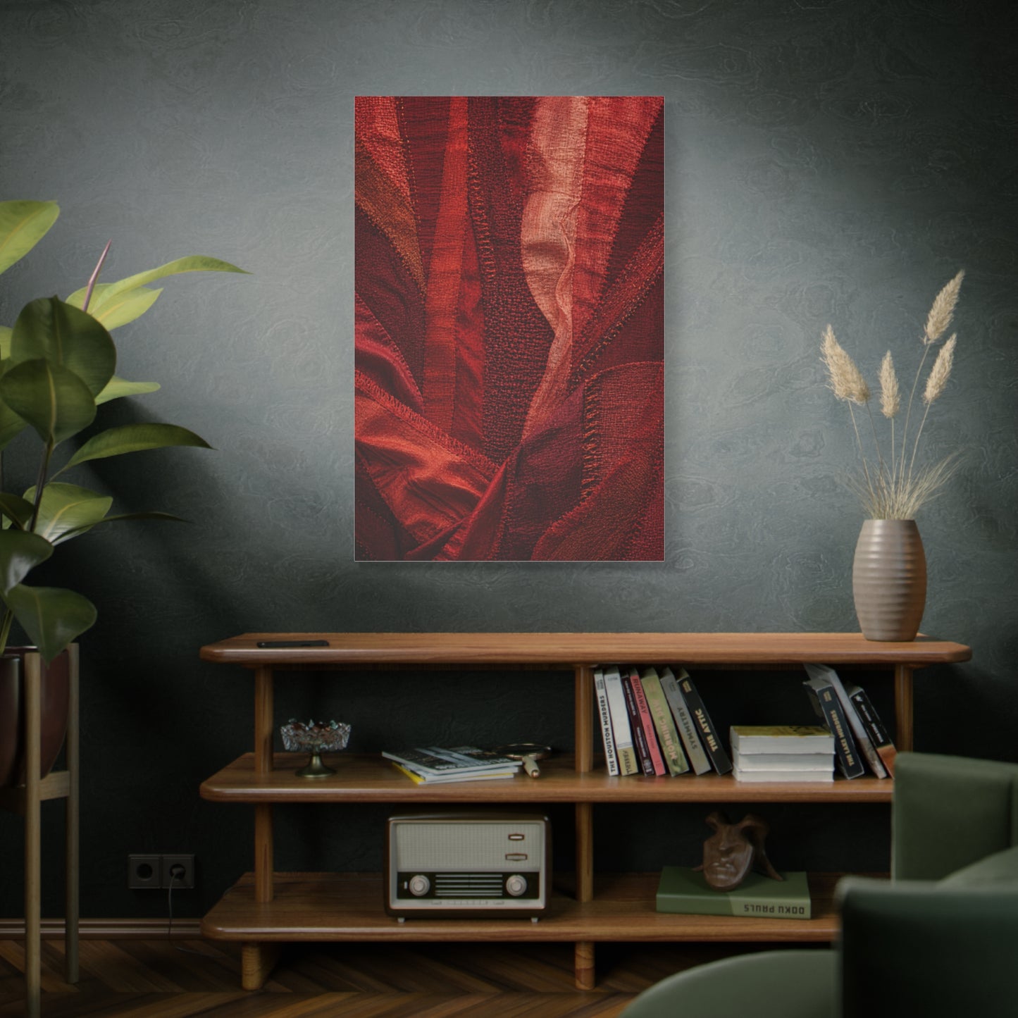 Red Textile Layered Fabric Abstraction Wall Art & Canvas Print
