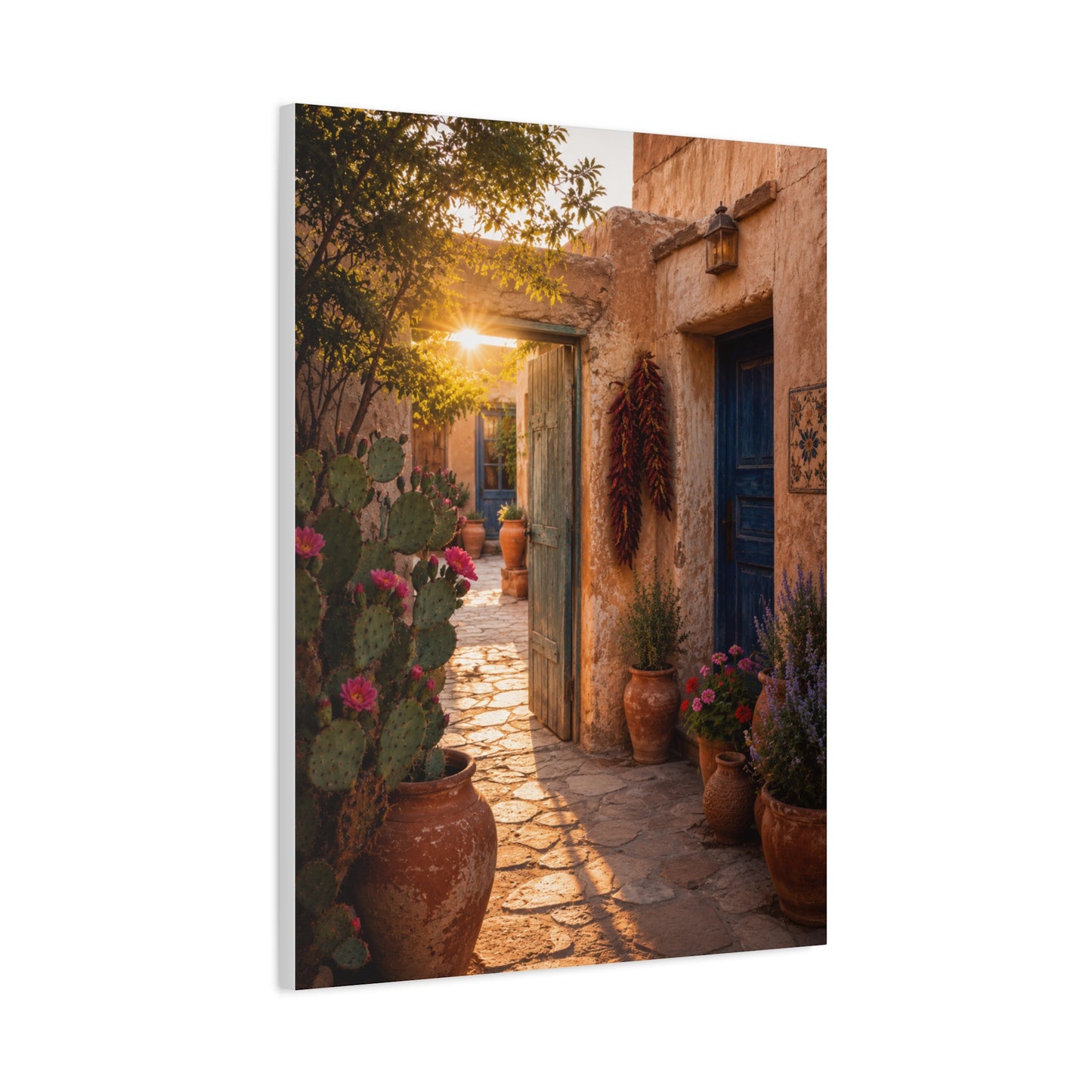Santa Fe Adobe Courtyard Southwest Wall Art & Canvas Print