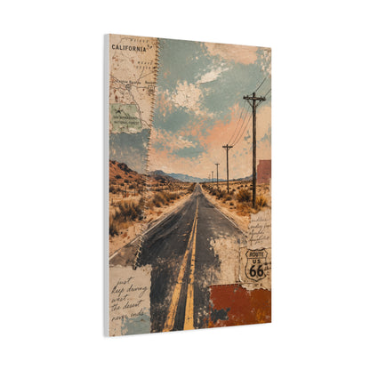 Route 66 Desert Collage Landscape Wall Art & Canvas Print