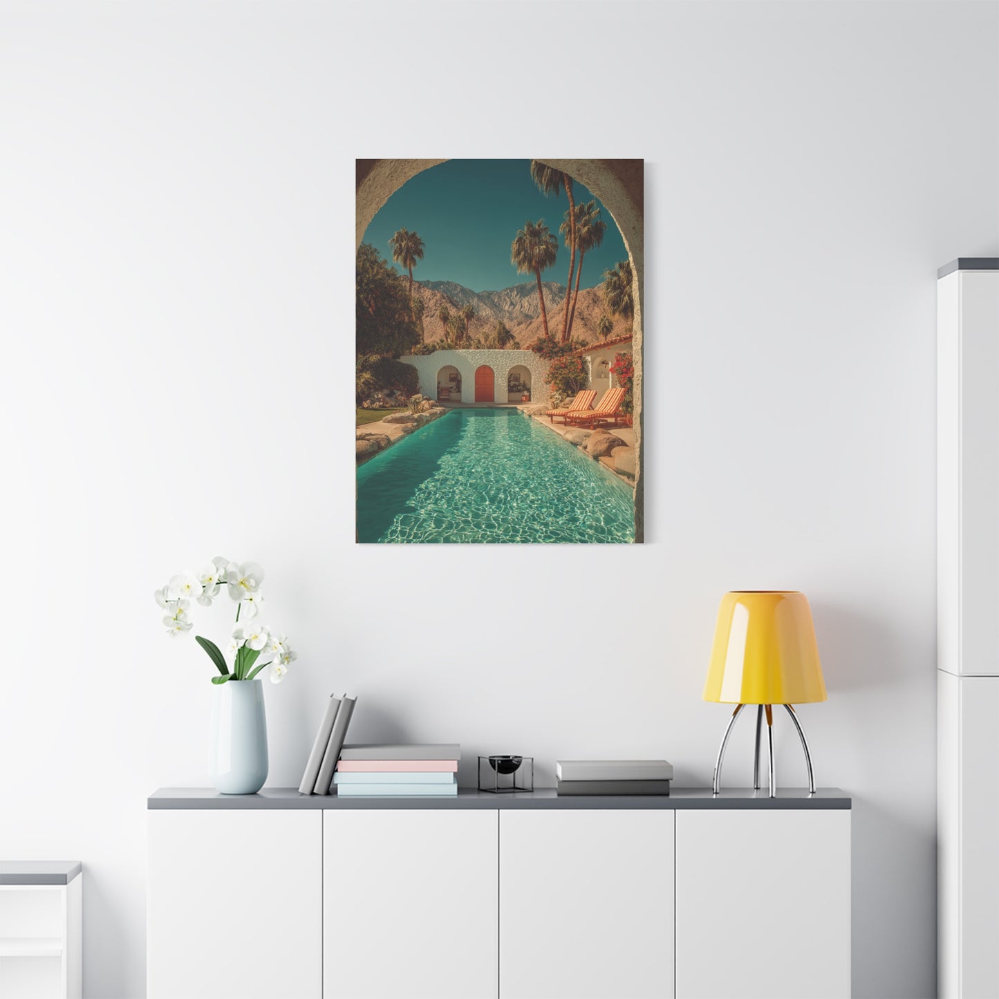 Palm Springs Courtyard Pool Escape Wall Art & Canvas Print