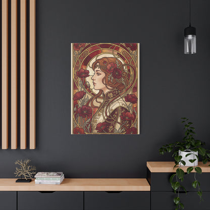 Art Nouveau Red Poppy Muse Portrait Wall Art & Canvas Print