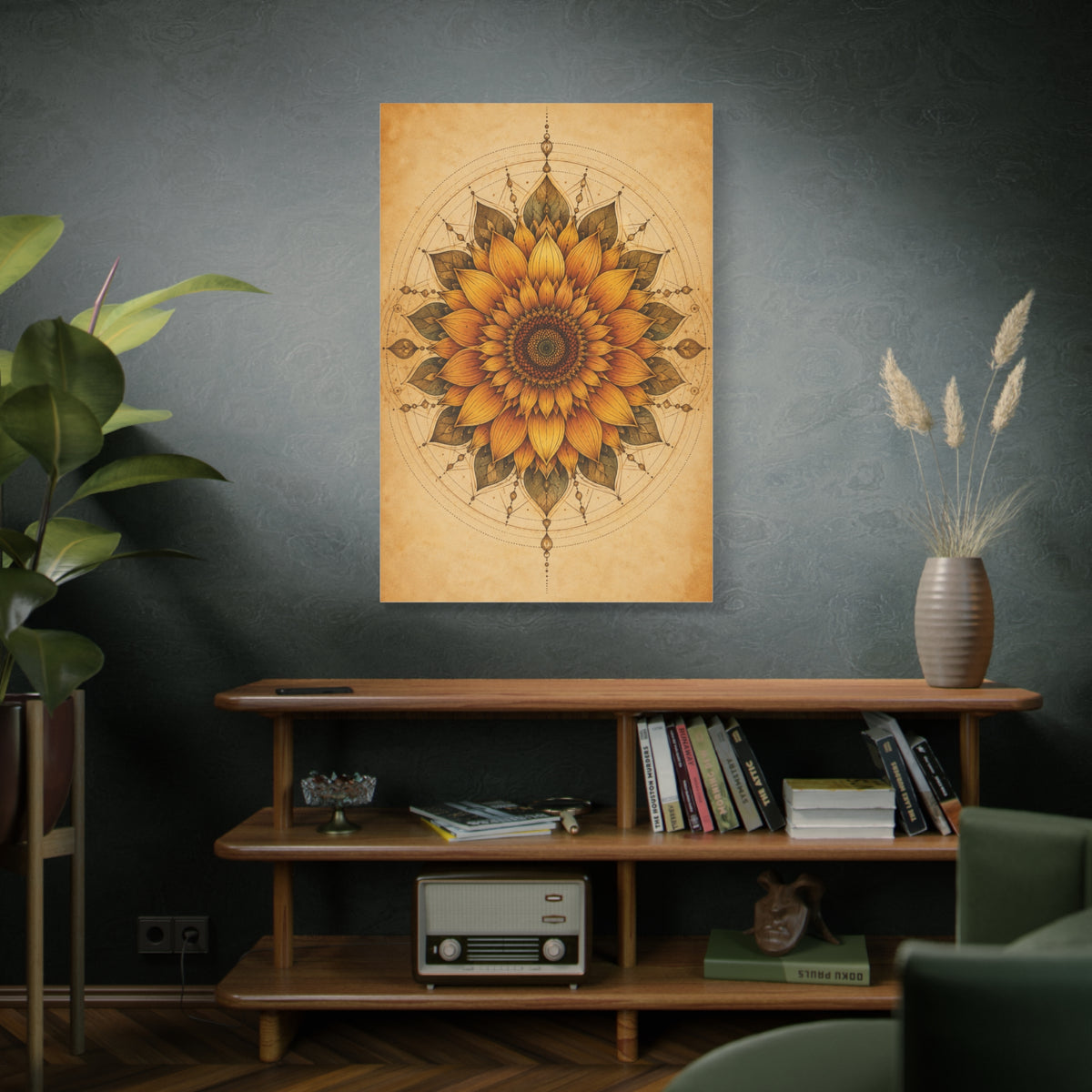 Sacred Sunflower Mandala Wall Art & Canvas Print