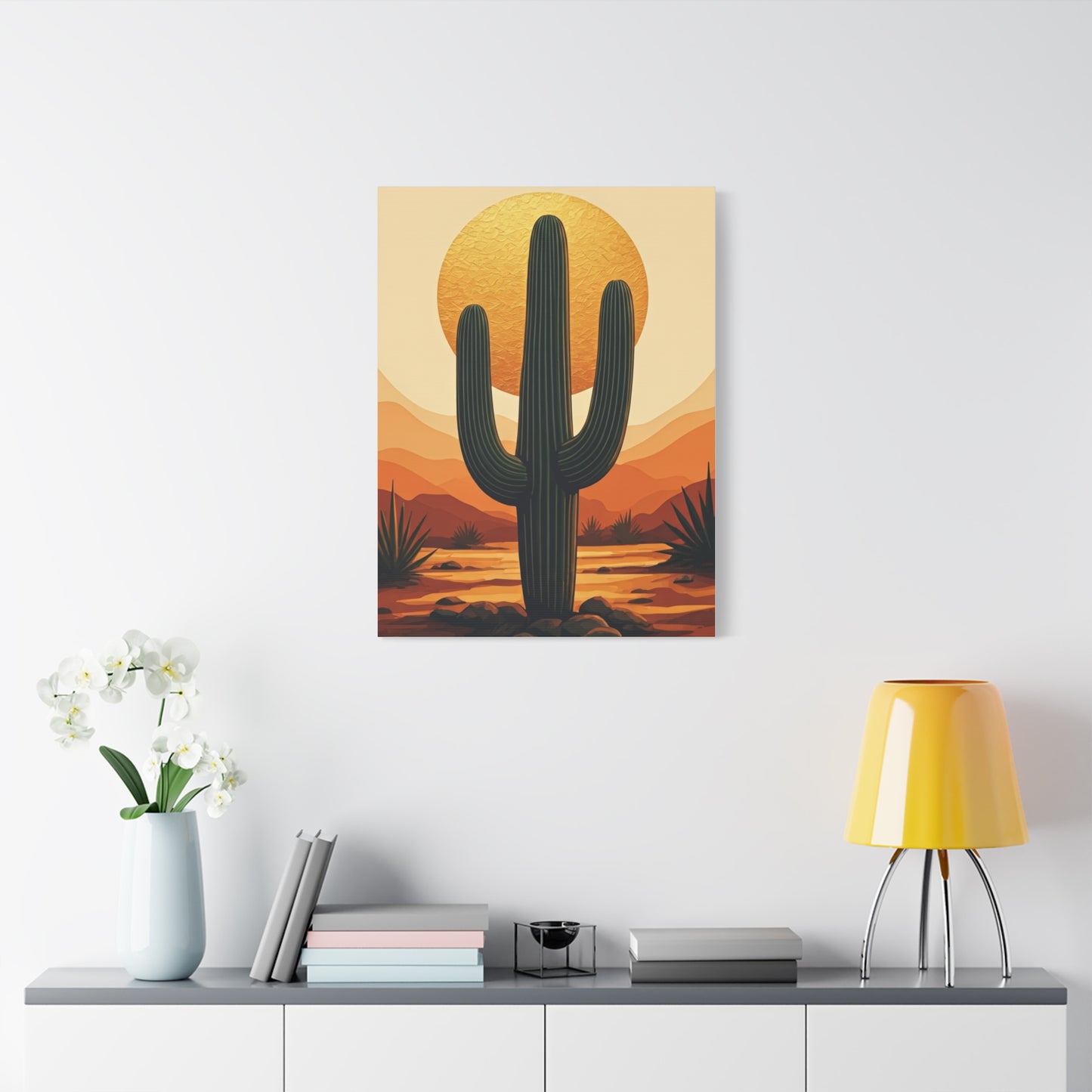Golden Sun Desert Saguaro Landscape Wall Art & Canvas Prints