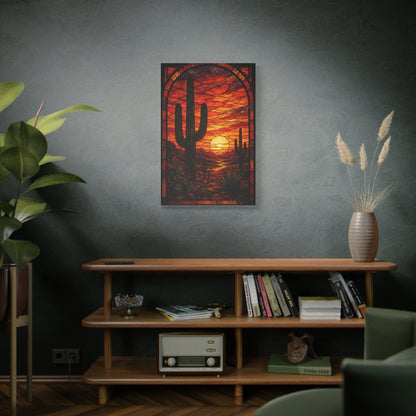 Stained Glass Desert Sunset Southwest Wall Art & Canvas Print