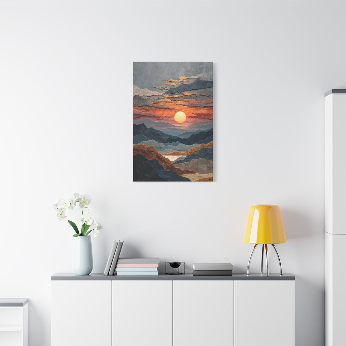 Layered Desert Sunset Abstract Landscape Wall Art & Canvas Print