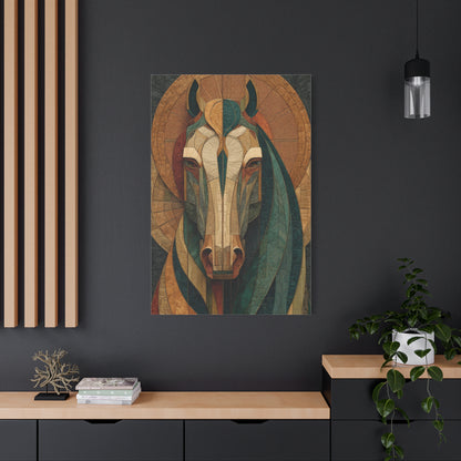 Geometric Equestrian Mosaic Portrait Wall Art & Canvas Print
