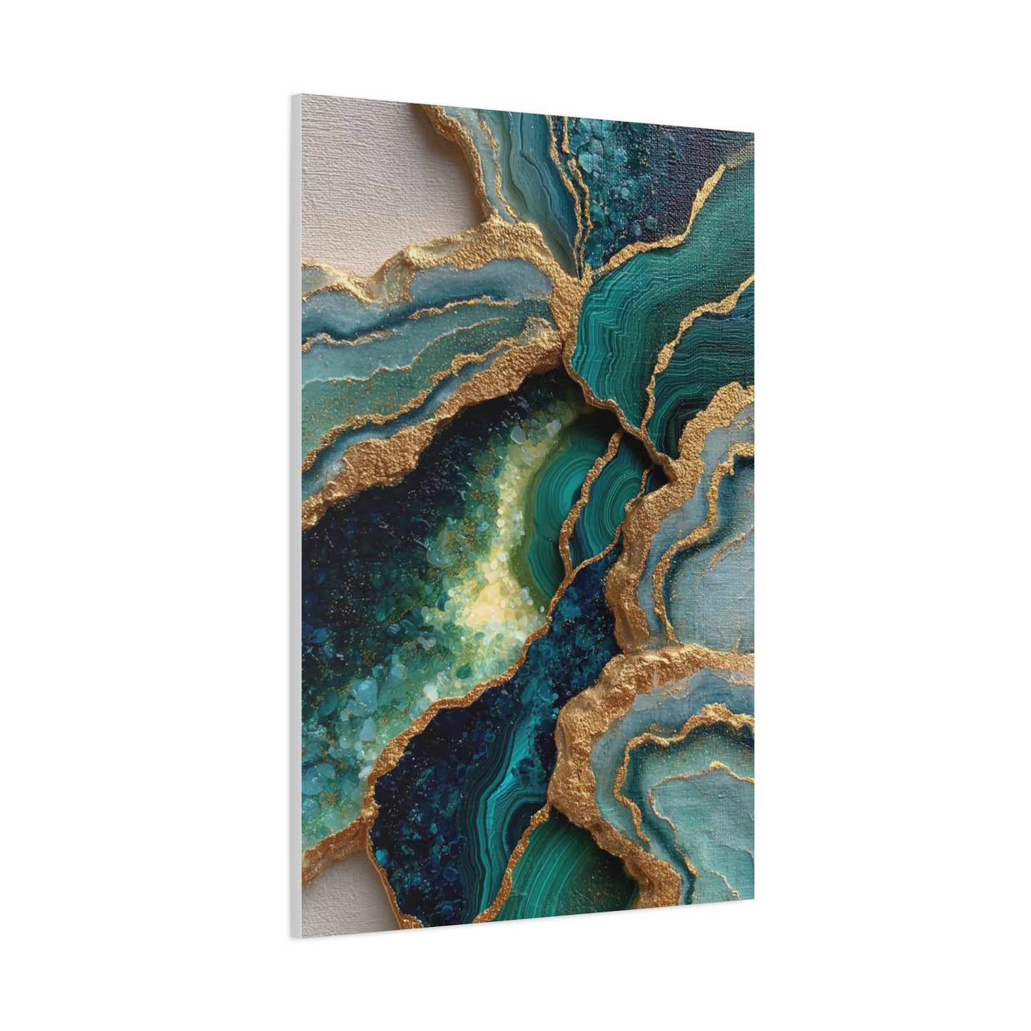 Malachite Emerald & Gold Geode Abstract Wall Art & Canvas Print