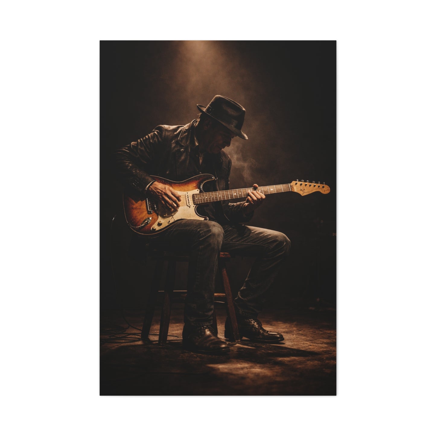 Vintage Electric Guitar Performance Wall Art & Canvas Print
