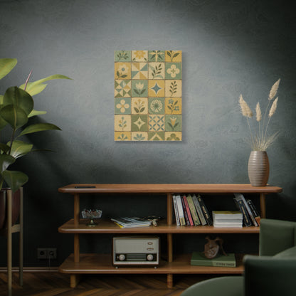 Mid-Century Floral Tile Pattern Wall Art & Canvas Print