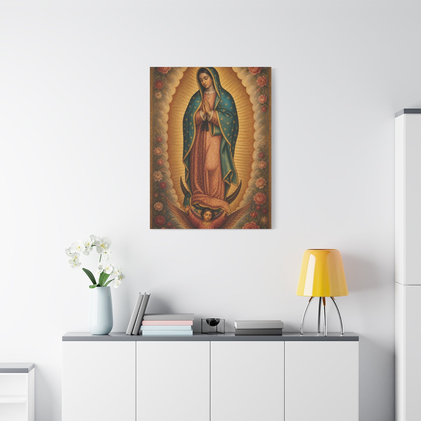 Our Lady of Guadalupe Floral Sacred Icon Wall Art & Canvas Print